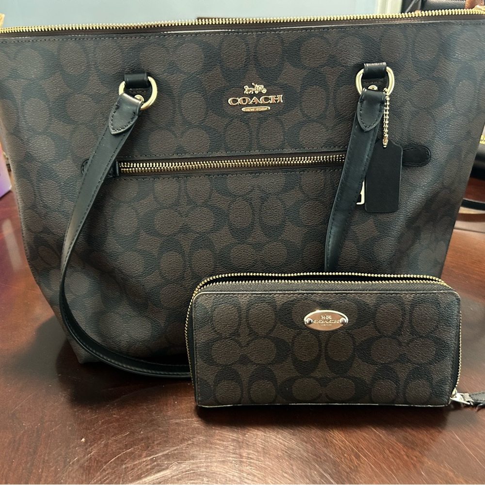 Coach Brown and Black Tote Bag